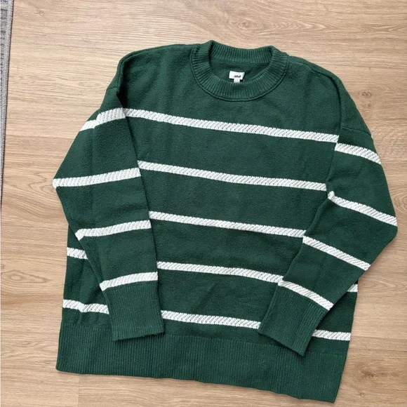 Aerie Softest Luxe Crew Sweater Green Striped - Picture 5 of 10